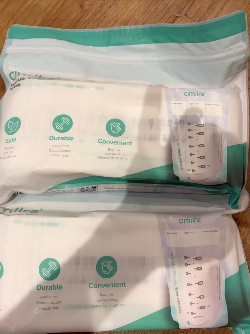 Cimilre Breast Milk Storage Bags 120 Count 7oz 200ml BPA Free Leakproof Unopened